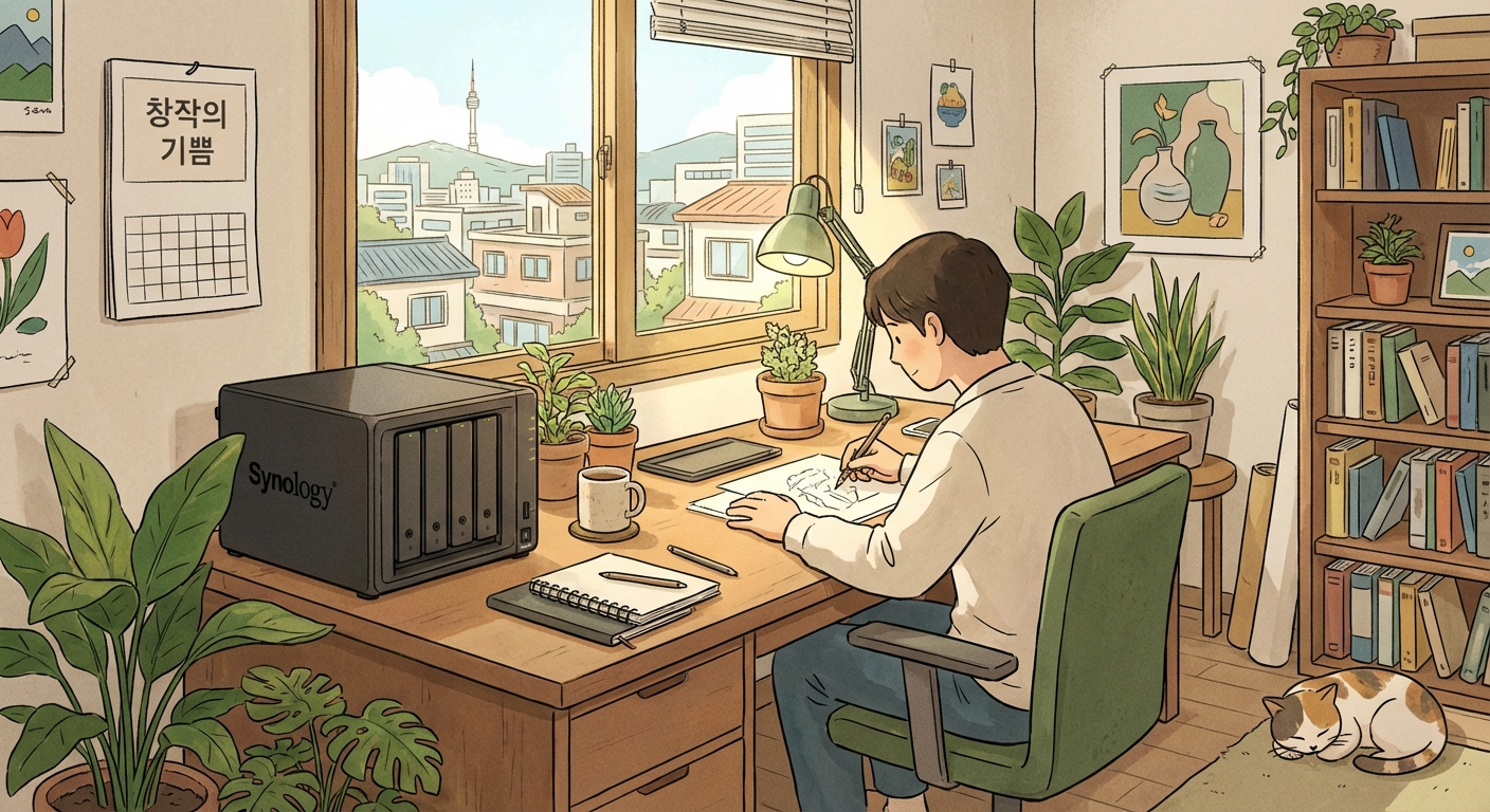 작업실처럼 느껴지는 Synology NAS 일러스트