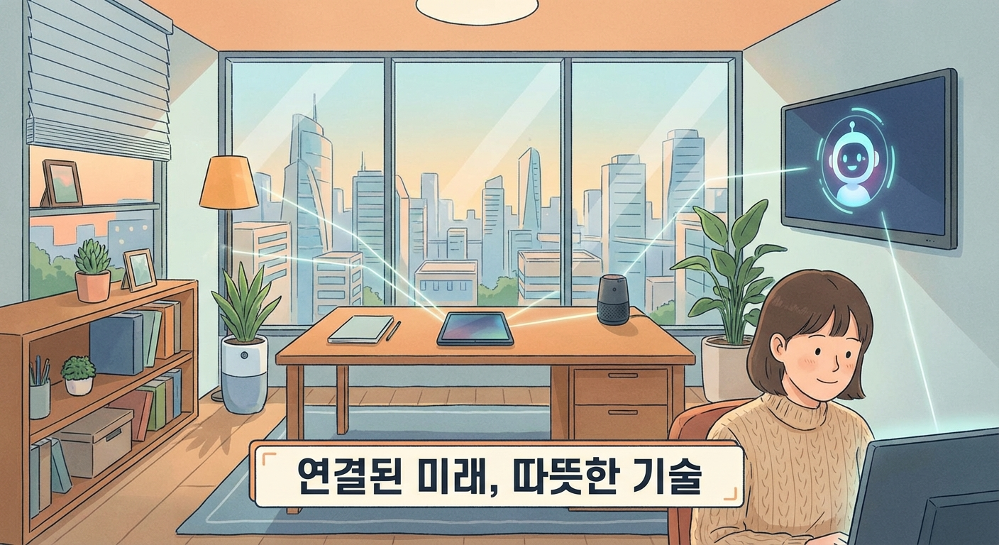 연결되는 AI 도구의 미래를 암시하는 마무리 일러스트