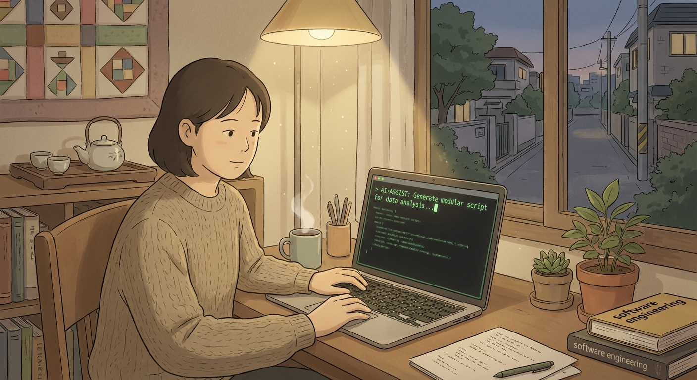 명령줄에서 자신 있게 AI와 작업하는 미래 코딩 환경 일러스트