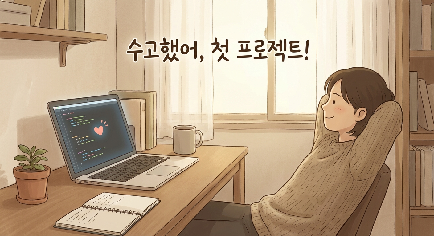 첫 작은 프로젝트를 마친 뒤 자신감을 얻는 초보자의 일러스트