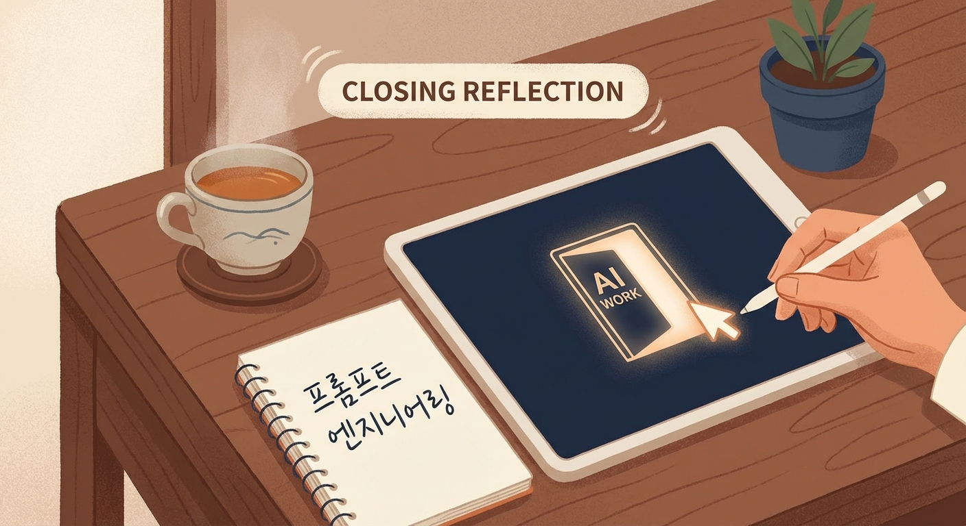 프롬프트 이후 다음 단계로 넘어가는 길목을 보여주는 일러스트