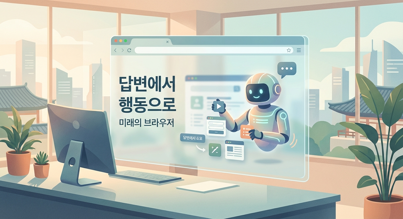 AI가 답변에서 행동으로 넘어가는 흐름을 보여주는 일러스트