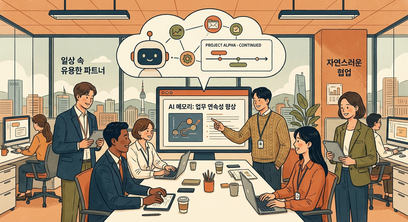 기억이 있는 AI가 더 실용적으로 느껴지는 이유를 보여주는 일러스트