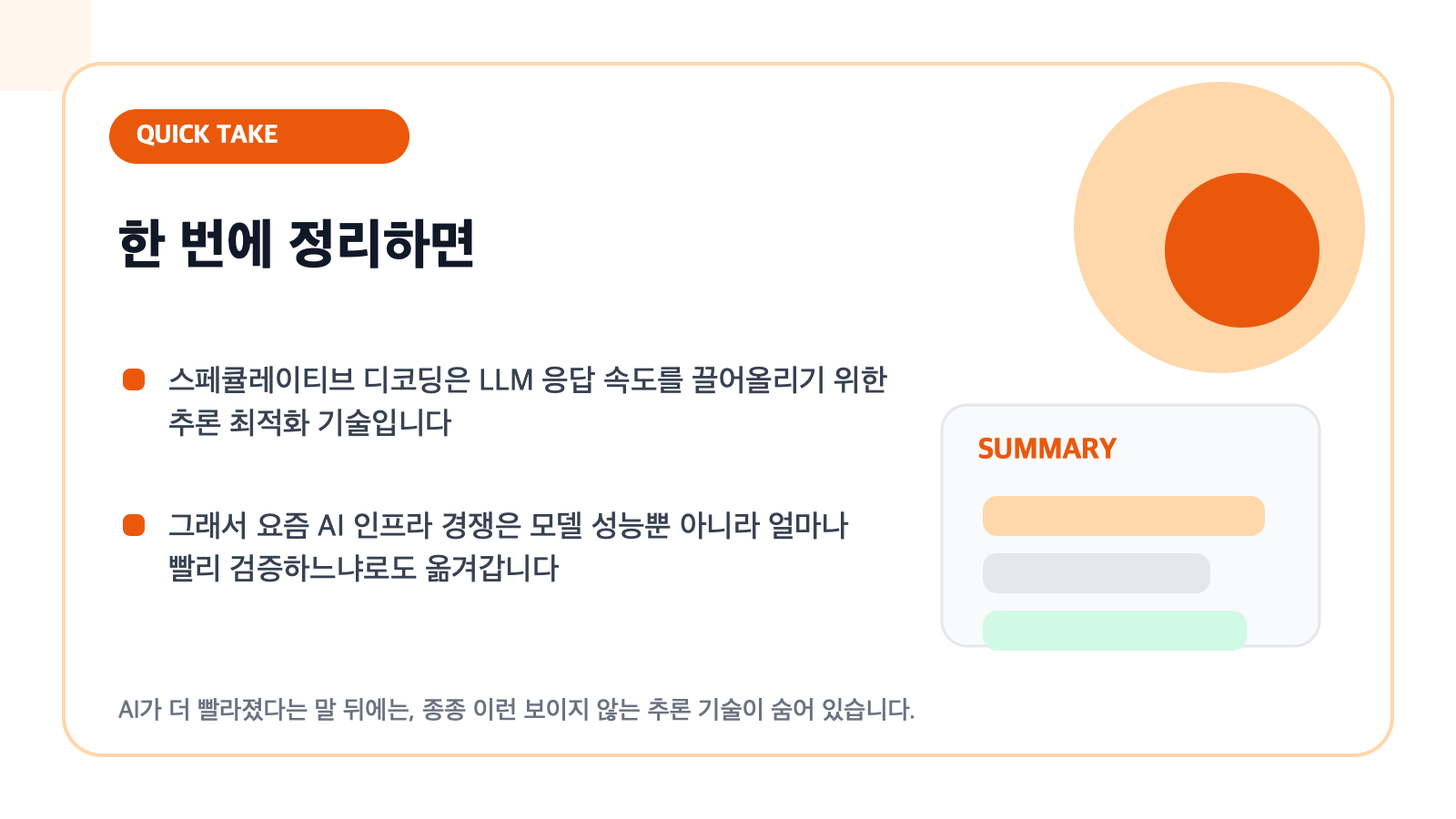 스페큘레이티브 디코딩 요약을 담은 카드형 일러스트