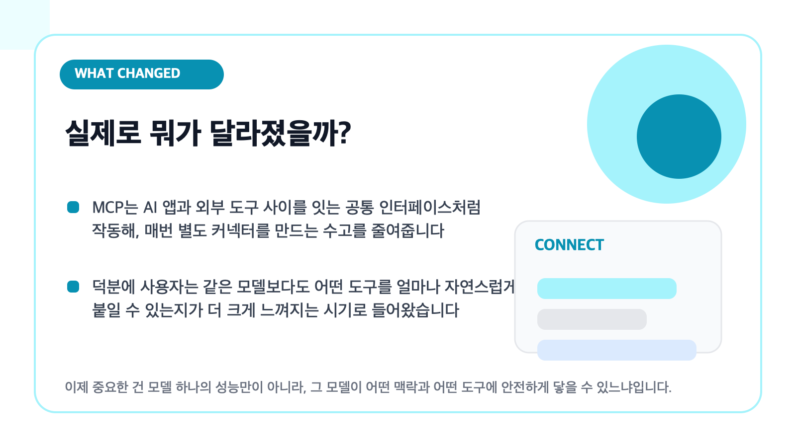 MCP로 실제로 달라진 점을 설명하는 카드형 일러스트