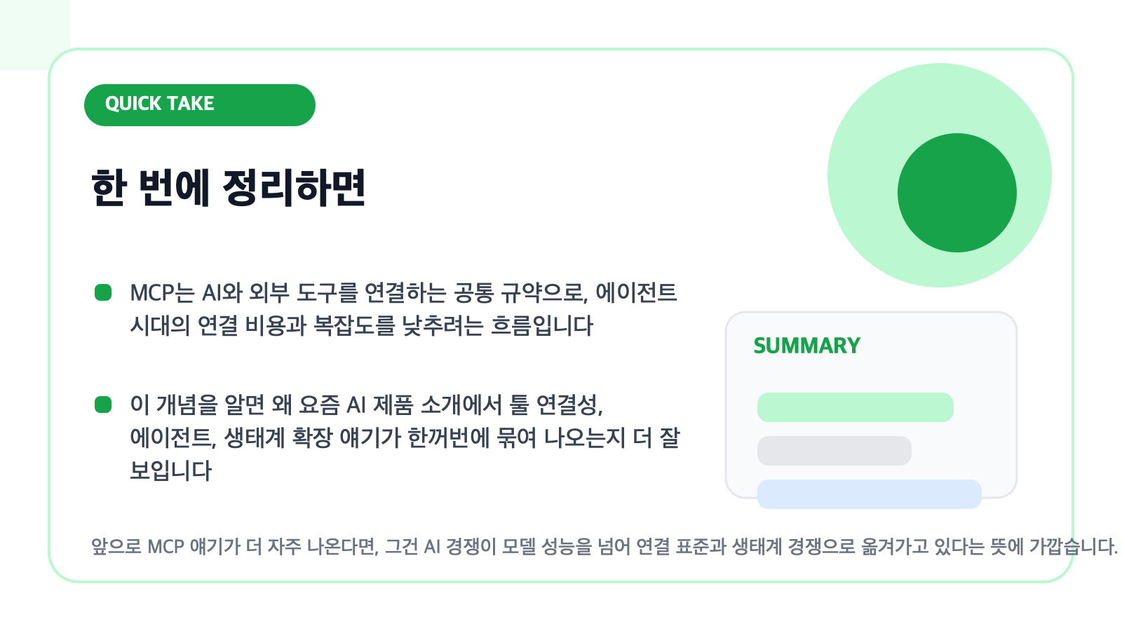 MCP 핵심 요약을 담은 카드형 일러스트