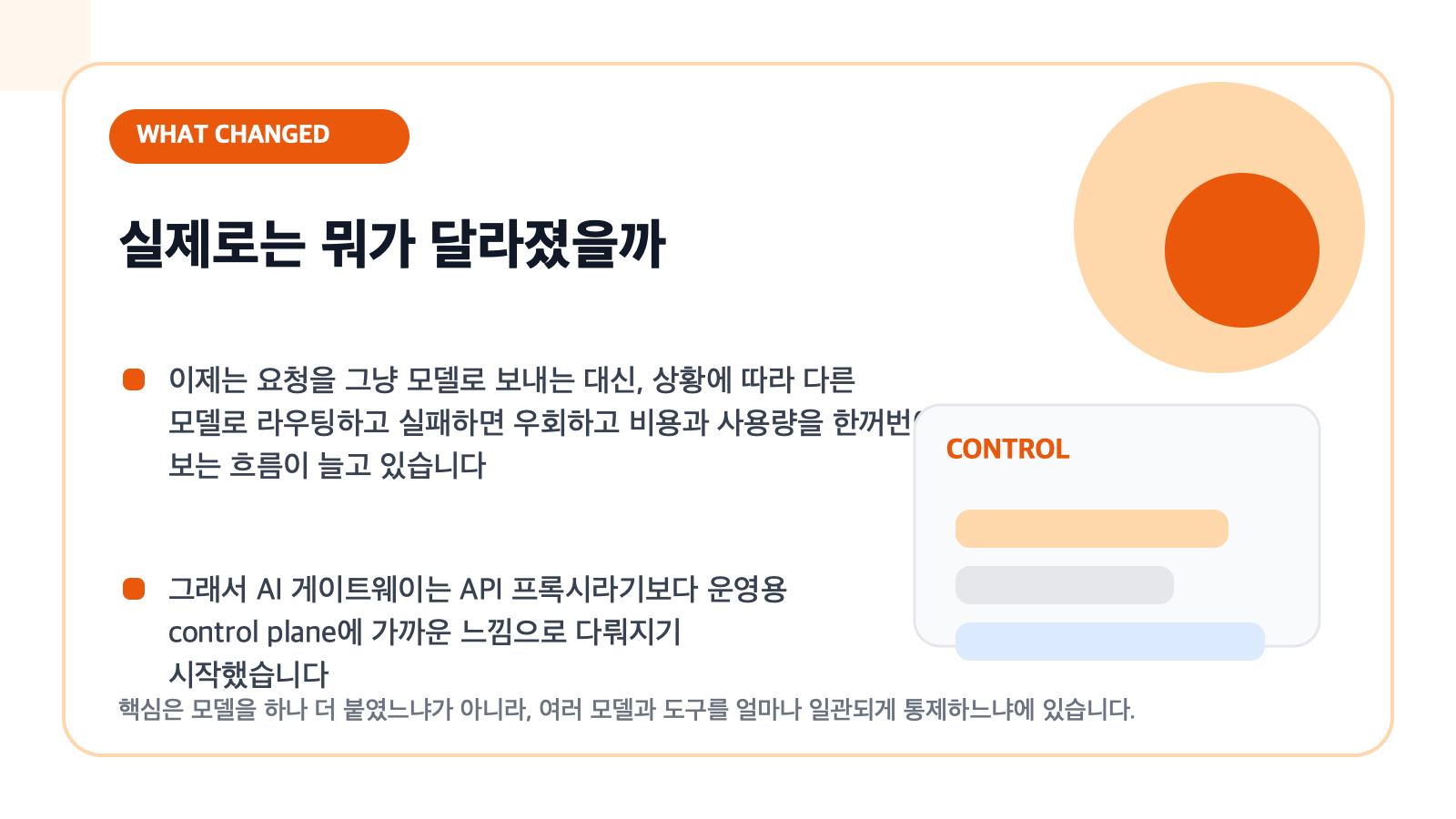 AI Gateway로 실제로 달라진 점을 설명하는 카드형 일러스트